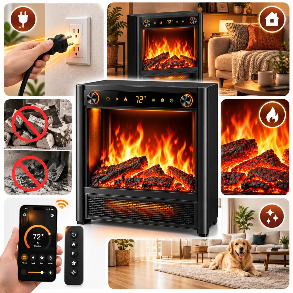 Arden™ plug and play: senza legna né cenere, fiamma realistica, sicuro per gli animali